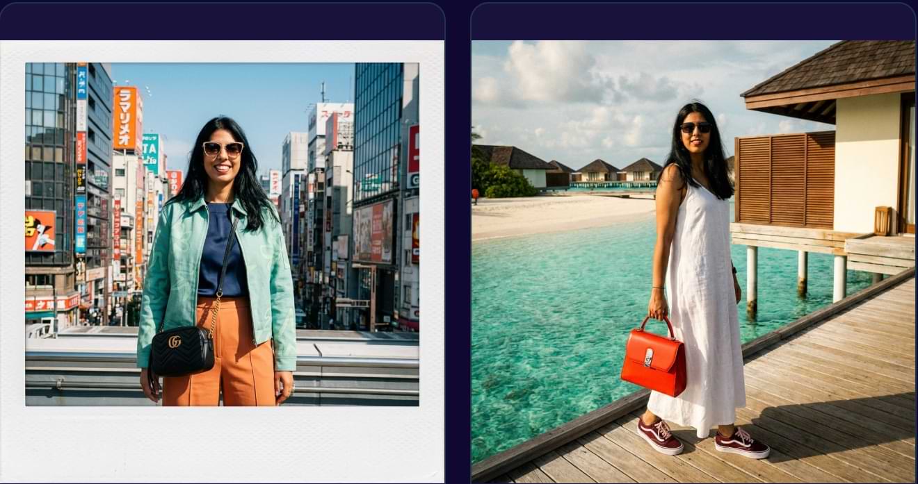 Example of AI-generated outfit recommendations showing a curated wardrobe with multiple clothing items styled together